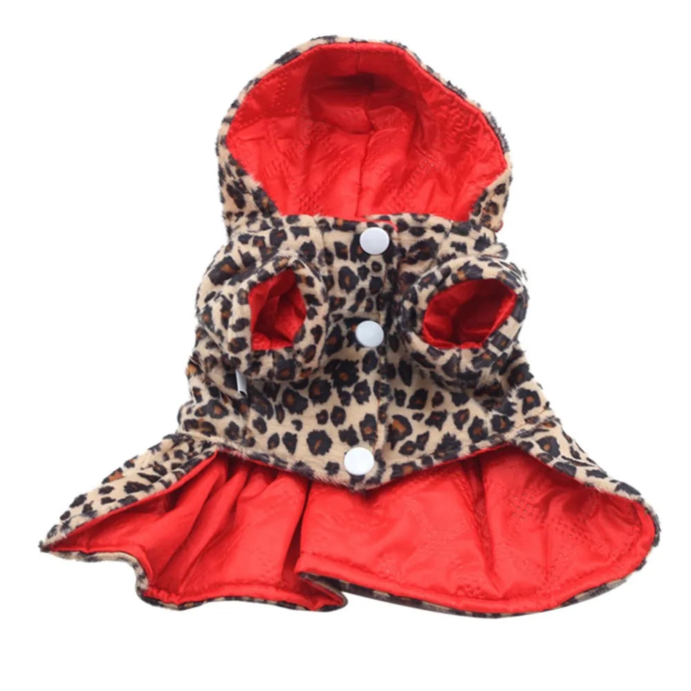 Cute Pet Dogs Leopard Costume Winter Dog Clothes Puppy Cotton Hoodie Clothes Warm Dog Coats & Jackets Chihuahua Pet Product