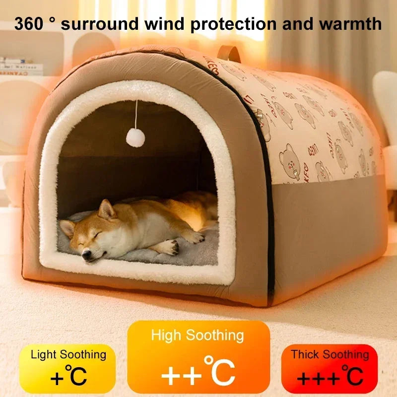 Big Dog Kennel Warm Winter Dog House Mat Detachable Washable Dogs Bed Nest Deep Sleep Tent for Medium Large Dogs