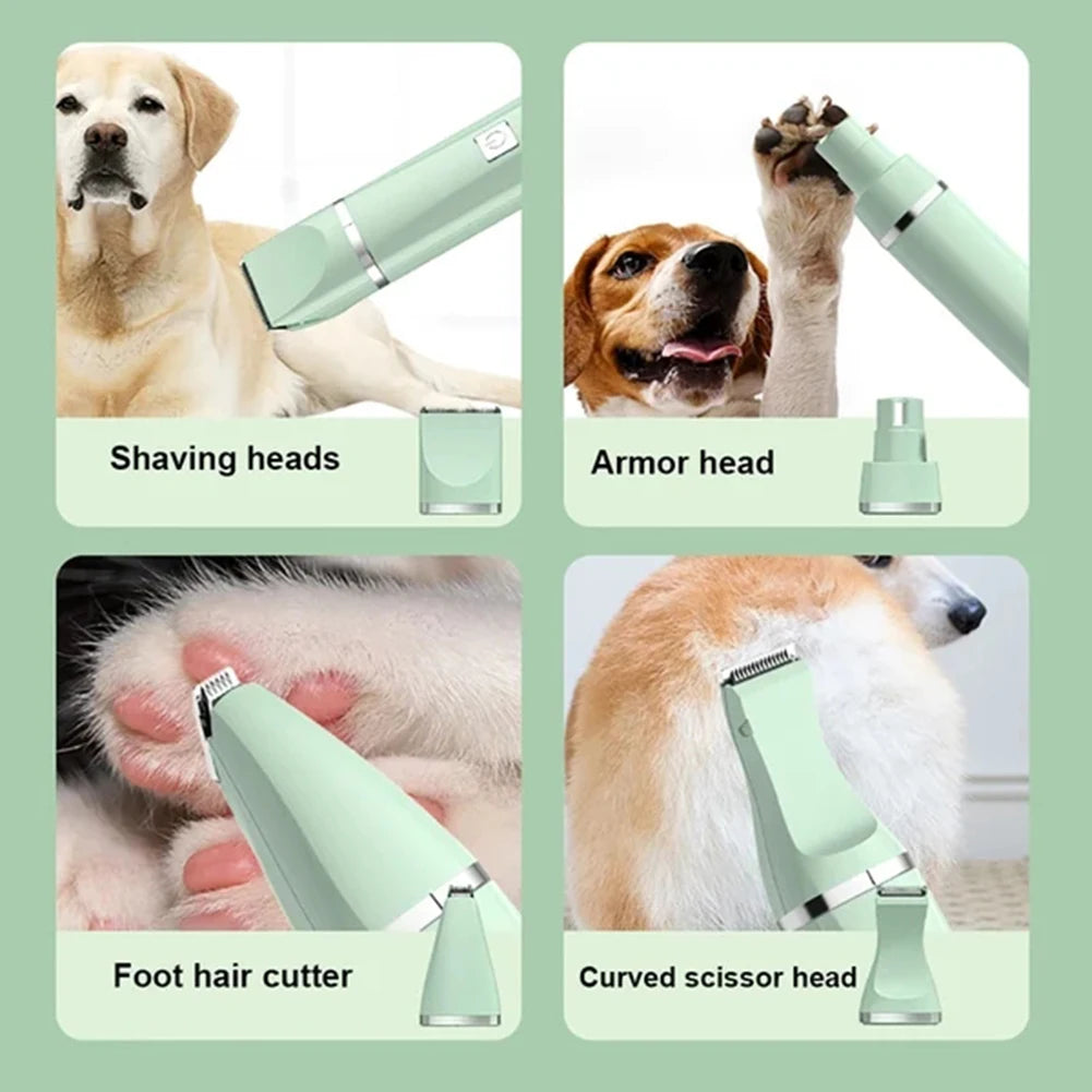 4-in-1 Multi-functional Electric Dog Clippers For Grooming Cordless Dog Shaver Clippers Trimmers Low Noise Pet Grooming Tools