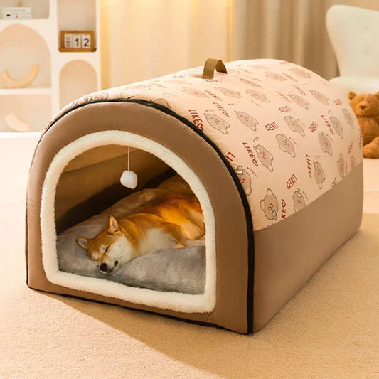 Big Dog Kennel Warm Winter Dog House Mat Detachable Washable Dogs Bed Nest Deep Sleep Tent for Medium Large Dogs