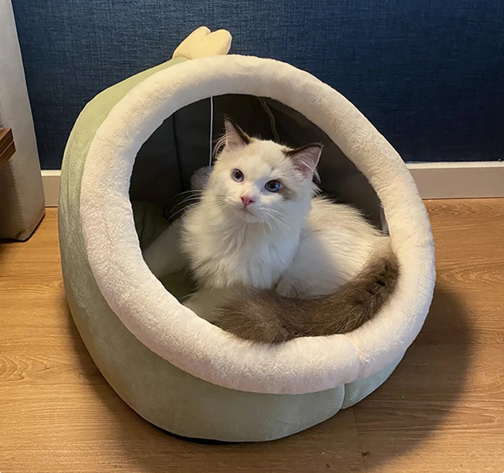 Sweet Cat Bed Warm Pet Basket Cozy Kitten Lounger Cushion Cat House Tent Very Soft Small Dog Mat Bag For Washable Cave Cats Beds