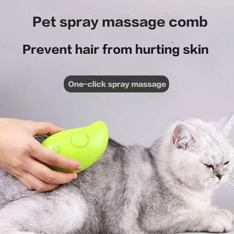 Cat & Dog Grooming Comb with Electric Spray Water Spray Soft Silicone Depilation Brush Kitten Pet Bath Brush Grooming Supplies