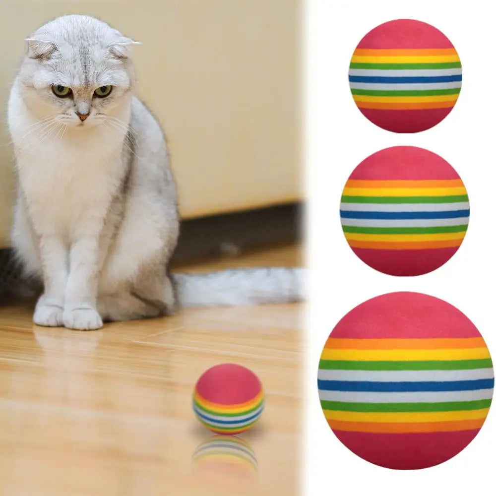 Cat Toys Ball Interactive Cat Dog Play Chewing Rattle Scratch Rainbow EVA Natural Foam Ball Training Balls Pet Toys Supplies