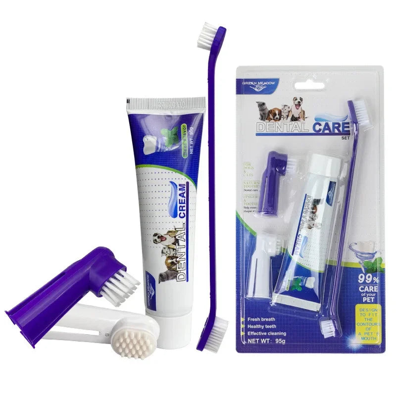 Pet Toothbrush Set Pet Supplies Dog Toothpaste Toothbrush Oral Care Set for Cats and Dogs Vanilla Beef Finger Toothbrush