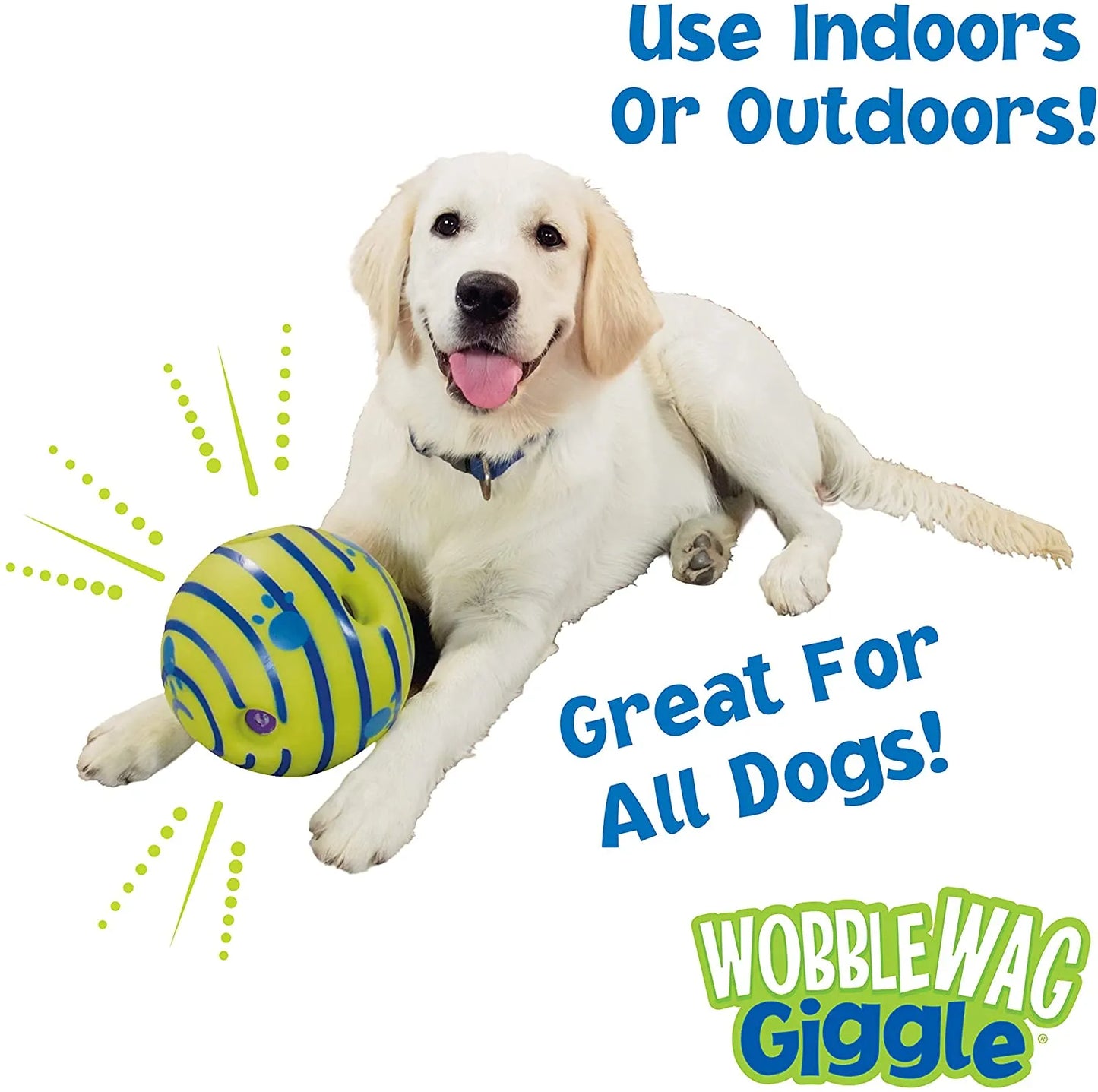 Wobble Wag Giggle Glow Ball Interactive Dog Toy Fun Giggle Sounds When Rolled or Shaken Pets Know Best As Seen On TV