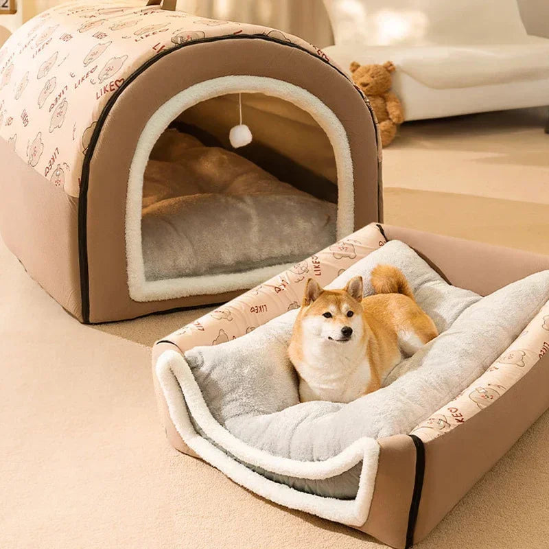 Big Dog Kennel Warm Winter Dog House Mat Detachable Washable Dogs Bed Nest Deep Sleep Tent for Medium Large Dogs