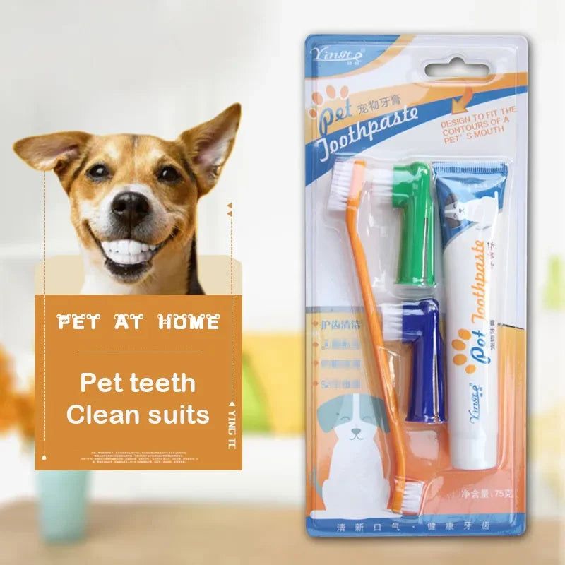 Pet Toothbrush Set Pet Supplies Dog Toothpaste Toothbrush Oral Care Set for Cats and Dogs Vanilla Beef Finger Toothbrush